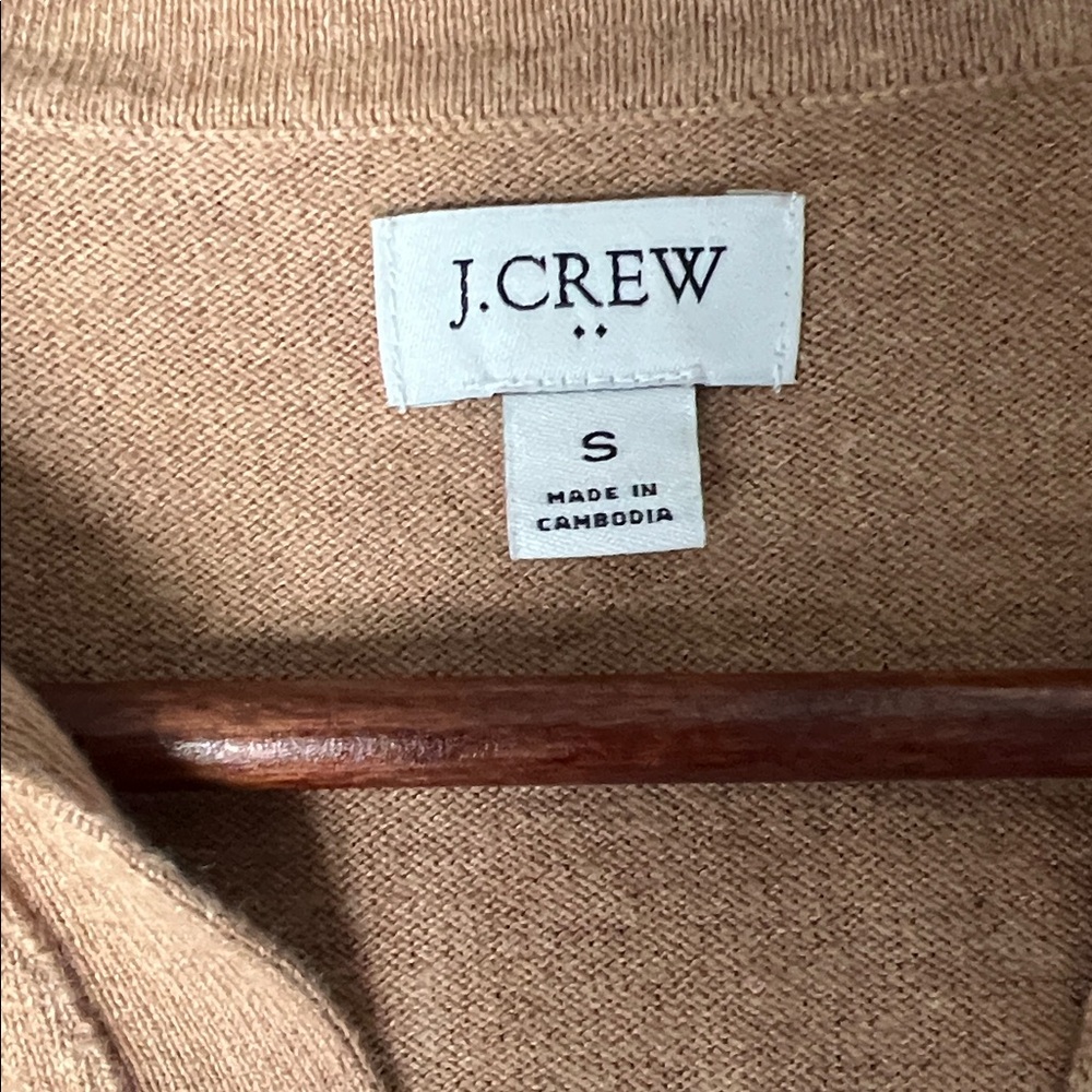 J.Crew Polo Sweater Women’s Small | Camel Tan Cotton Cashmere Knit - Picture 3 of 5
